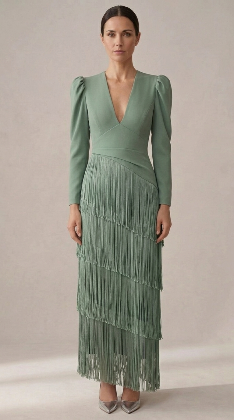 Clara | Robe chic à manches à franges