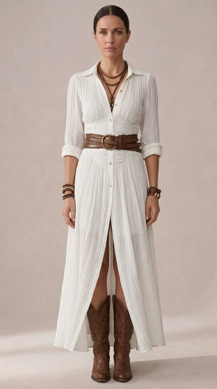 Hedra | Robe longue en lin à col inversé