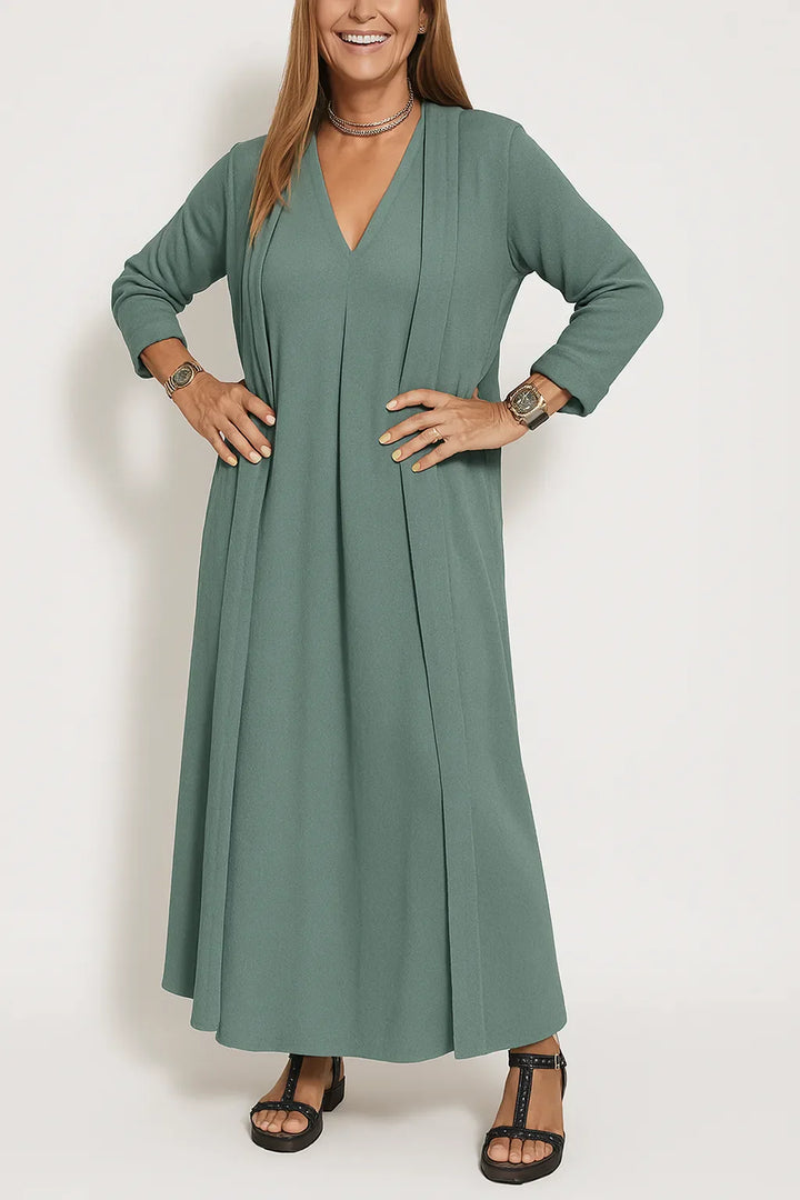 Emma | Robe longue élégante + gilet assorti OFFERT