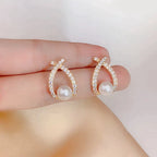 Pearl Drop Earrings with Sparkle