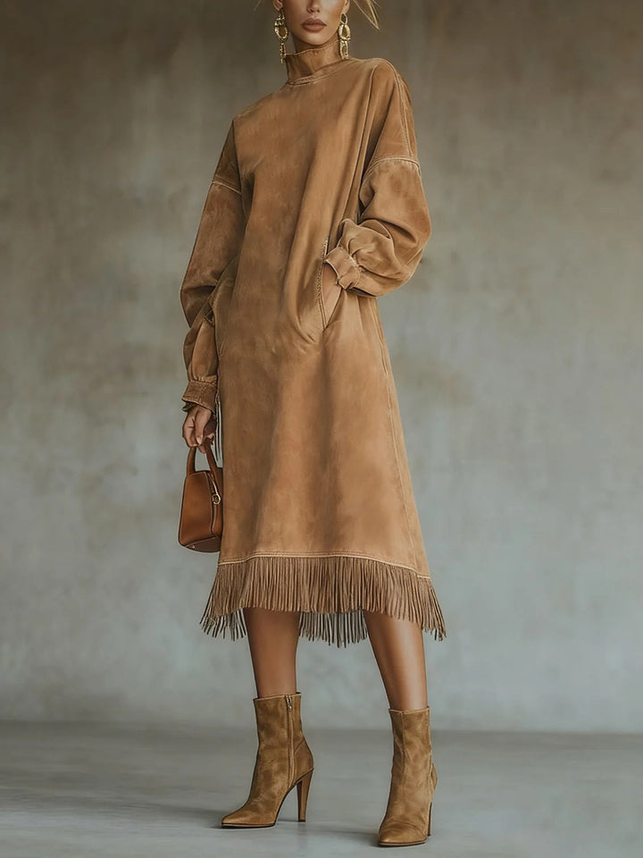 Aurora | Robe en daim à franges