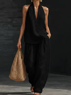 Zoëi | Sleeveless Top and Wide-Leg Pants Set