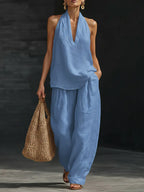 Zoëi | Sleeveless Top and Wide-Leg Pants Set