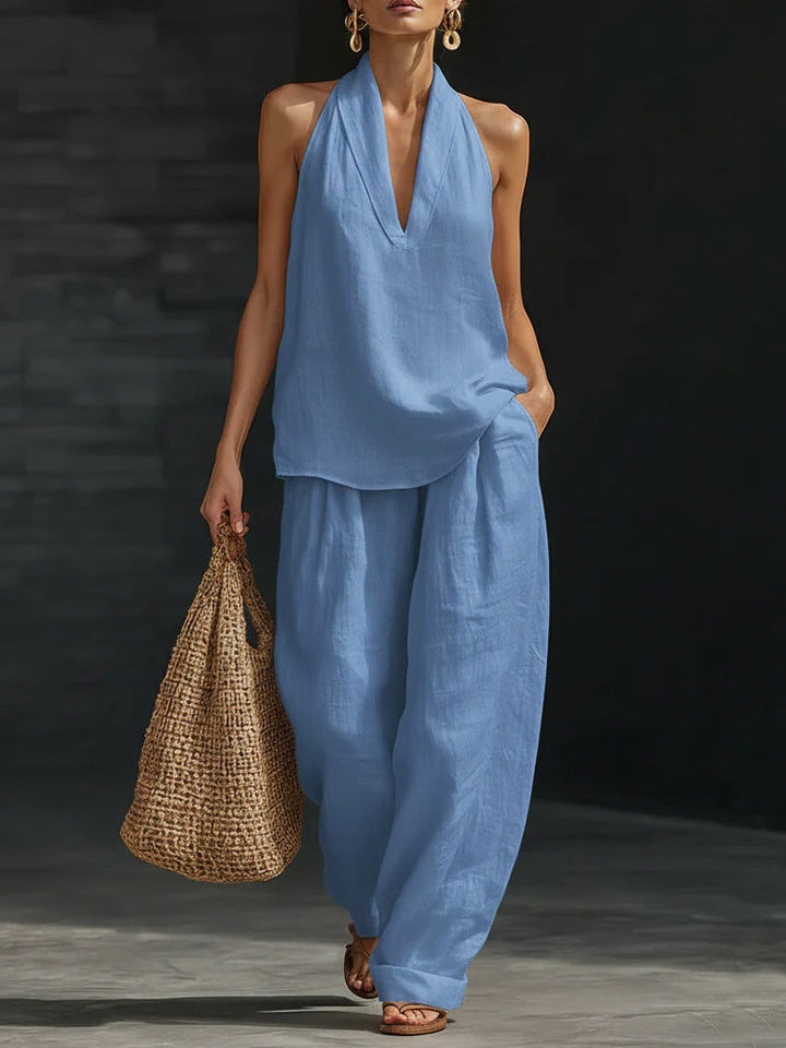 Zoëi | Sleeveless top and wide-leg trousers set