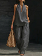 Zoëi | Sleeveless Top and Wide-Leg Pants Set