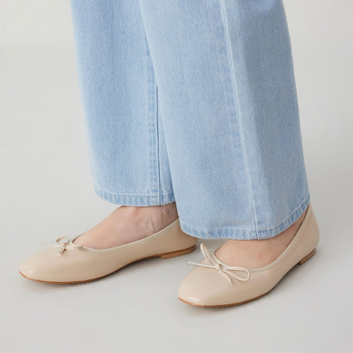 Evelyn - Ballerines à bout carré et nœud décoratif