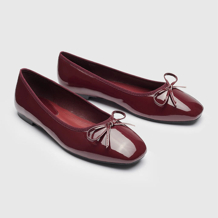 Evelyn - Ballerines à bout carré et nœud décoratif
