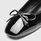 Evelyn - Bowknot Decor Square Toe Flats
