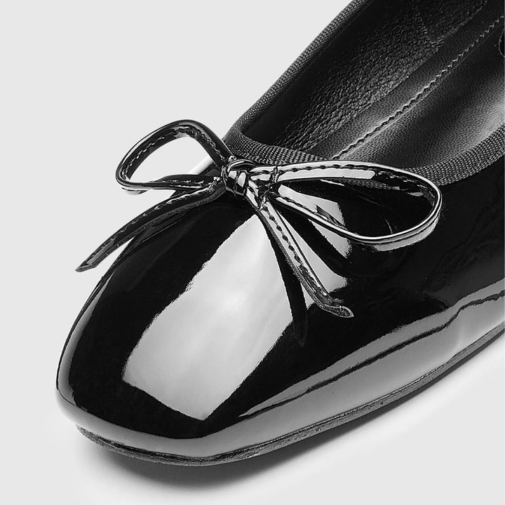 Evelyn - Ballerines à bout carré et nœud décoratif