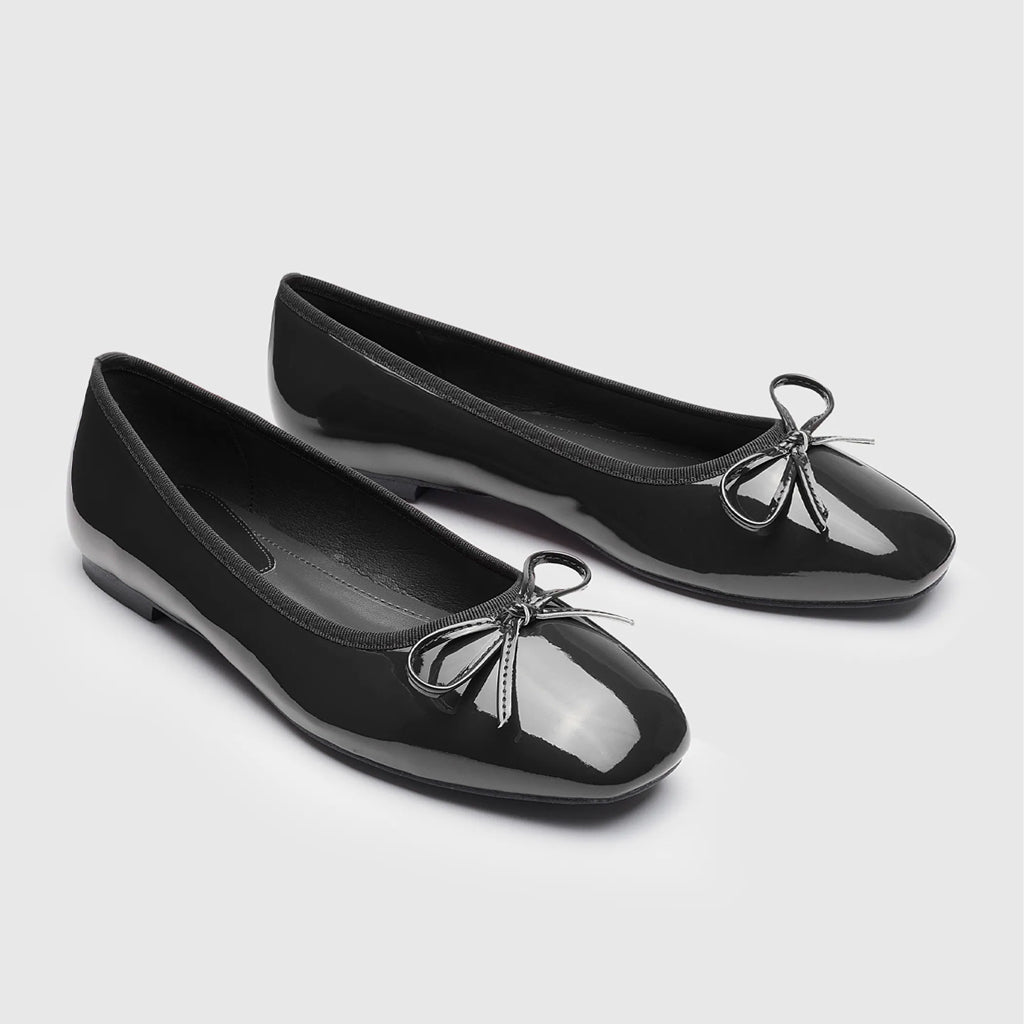 Evelyn - Ballerines à bout carré et nœud décoratif