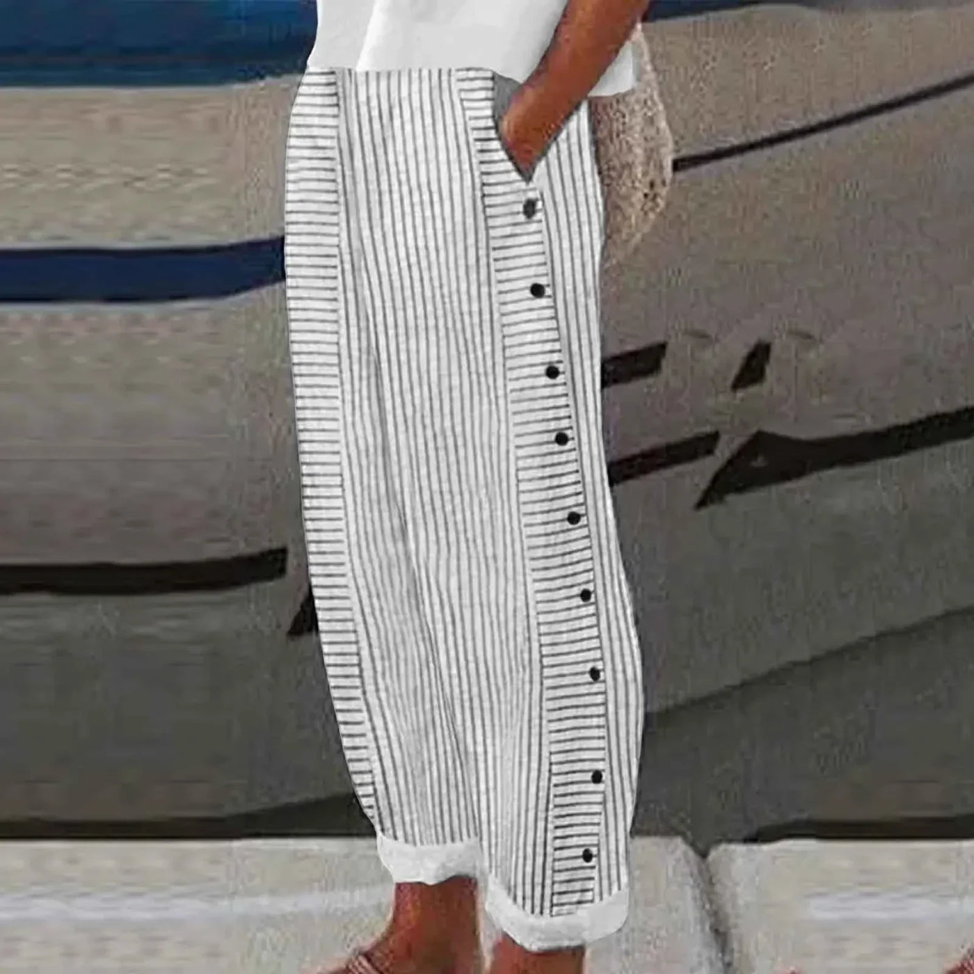Thariel | Seabreeze Stripe Button Trousers