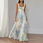 Floriene | Floral Print A-Line Maxi Dress
