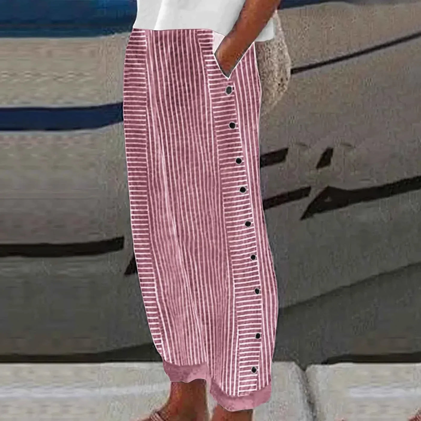Thariel | Seabreeze Stripe Button Trousers