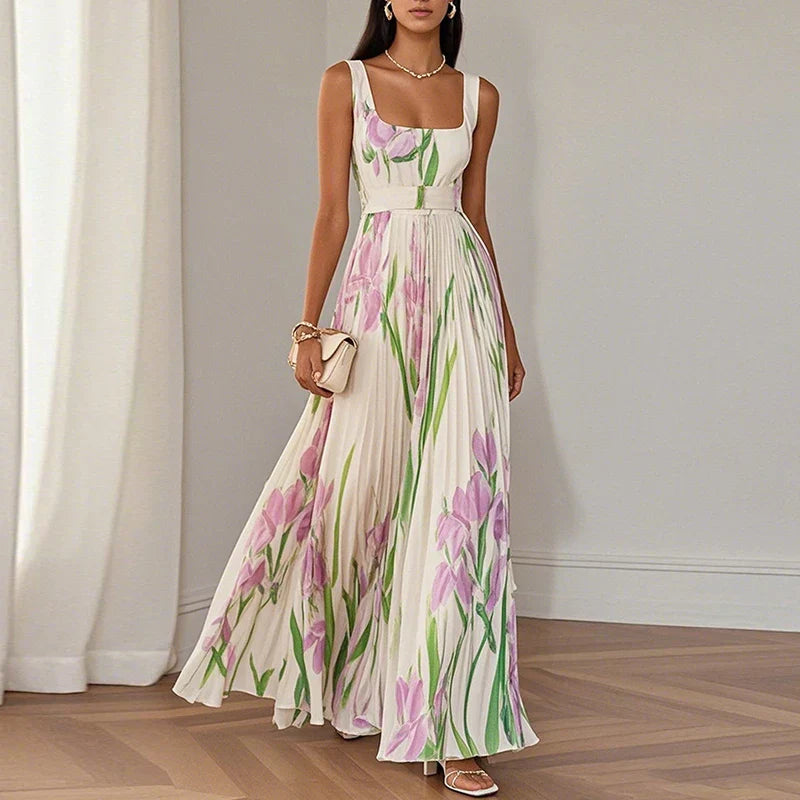 Floriene | Robe maxi A-line à imprimé floral