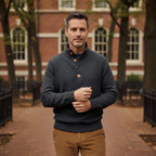 The Waldorf Men’s Gray Luxury Button Neck Knit Sweater