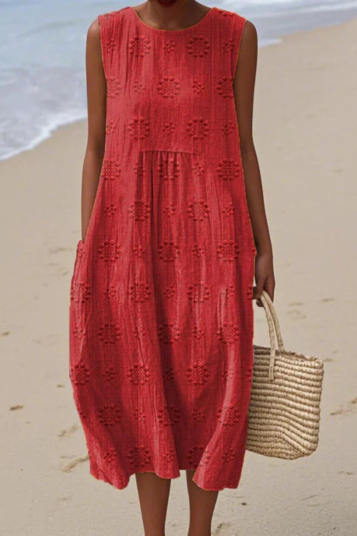 Rose | Robe sans manches brodée