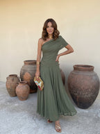 Cordoue | Three-tone off-the-shoulder maxi dress