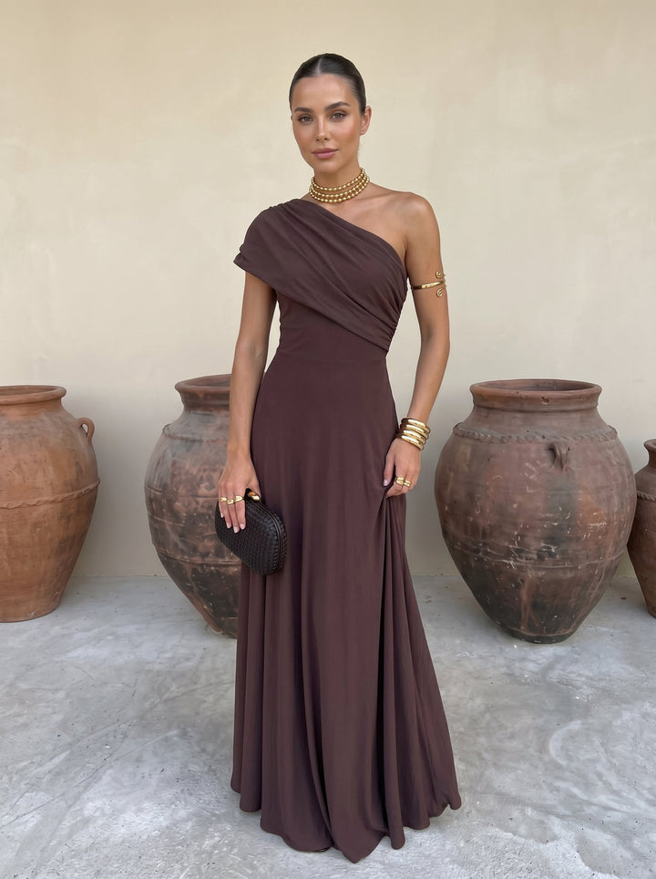 Cordoba | Three-tone off-the-shoulder maxi dress