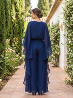 Lenorah | Two-Piece Cape Sleeve and Ruffled Skirt Set