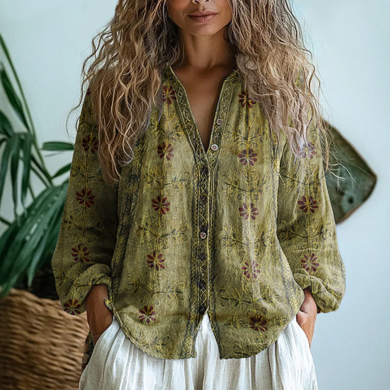 Lunera | Vintage leaf print blouse