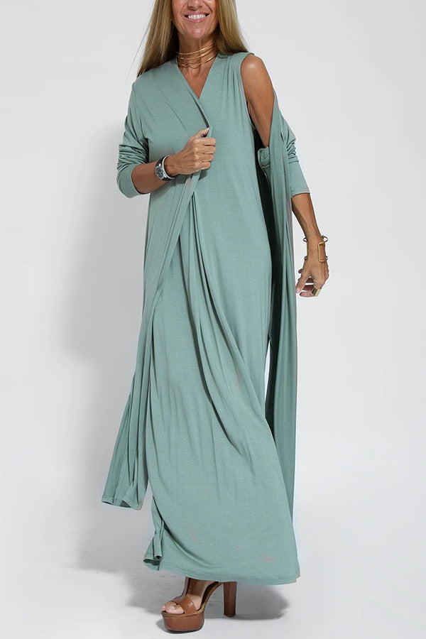 Emma | Robe longue élégante + gilet assorti OFFERT
