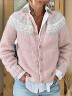 Sarah | Brushed Blush Snowflake Cardigan