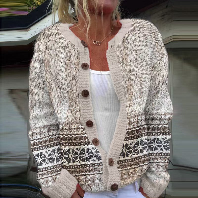 Amira | Hem-Banded Snowflake Cardigan