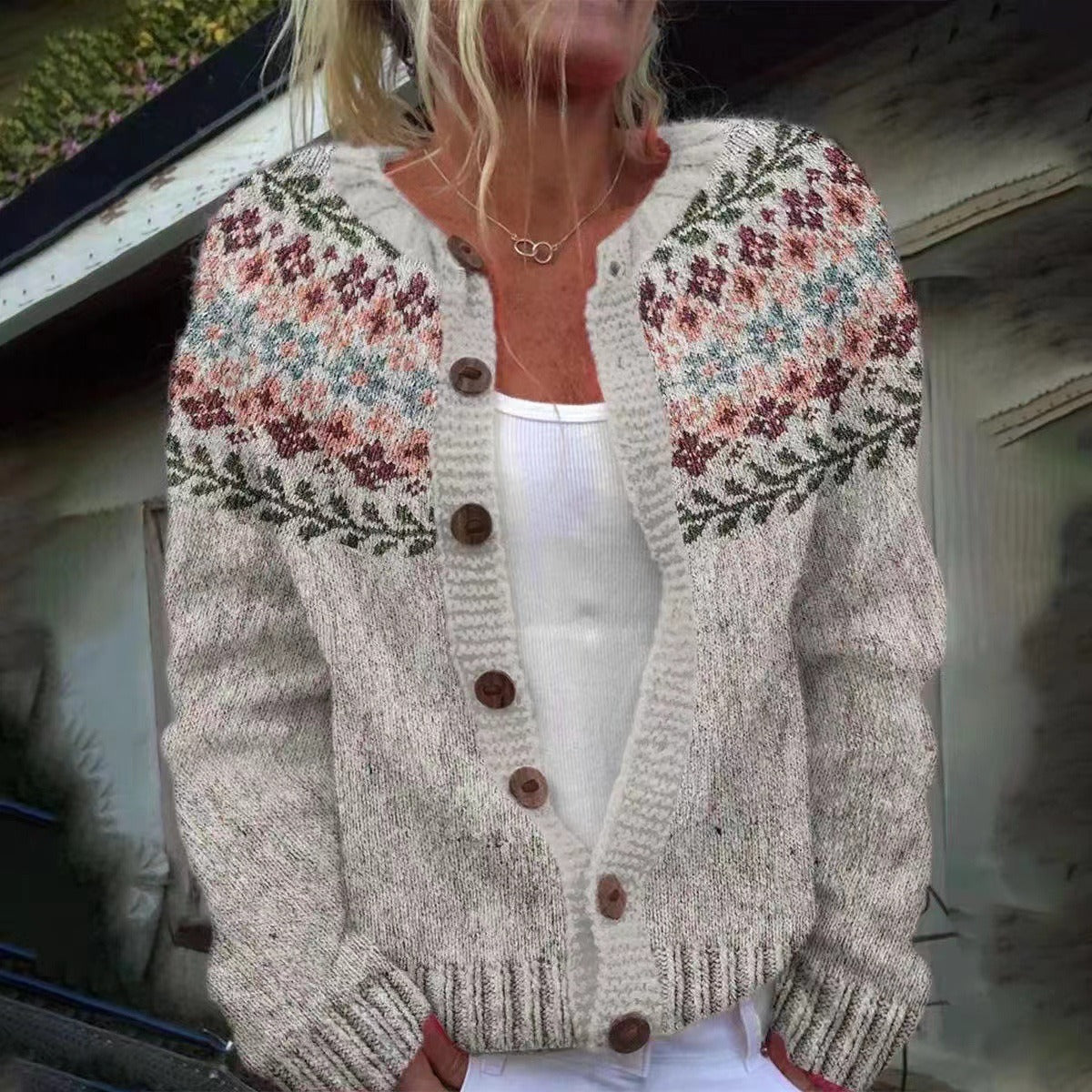 Madelyne | Floral Vine Shoulder Cardigan