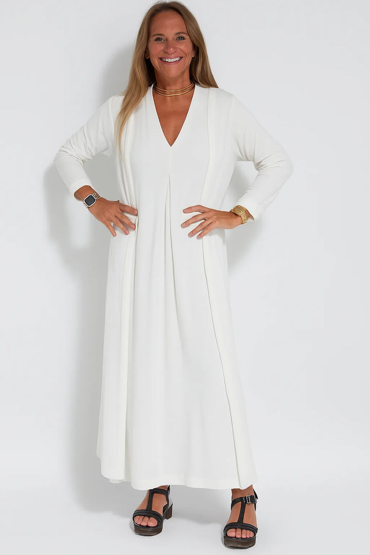 Emma | Robe longue élégante + gilet assorti OFFERT