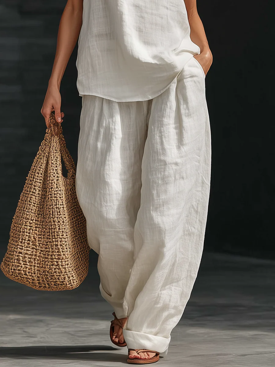 Zoëi | Sleeveless top and wide-leg trousers set