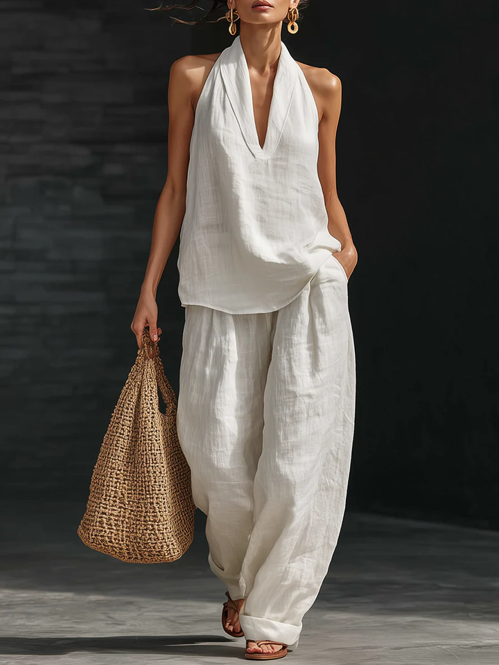 Zoëi | Sleeveless top and wide-leg trousers set