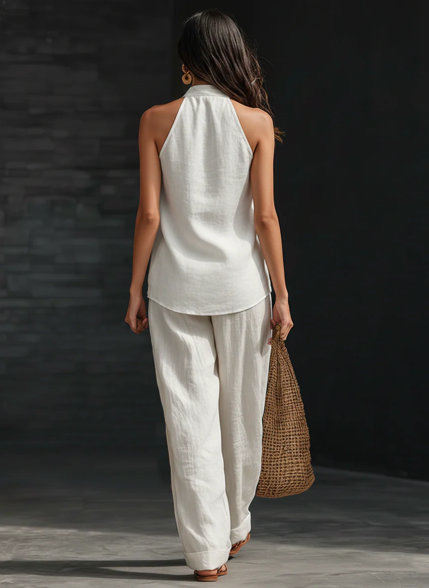 Zoëi | Sleeveless top and wide-leg trousers set
