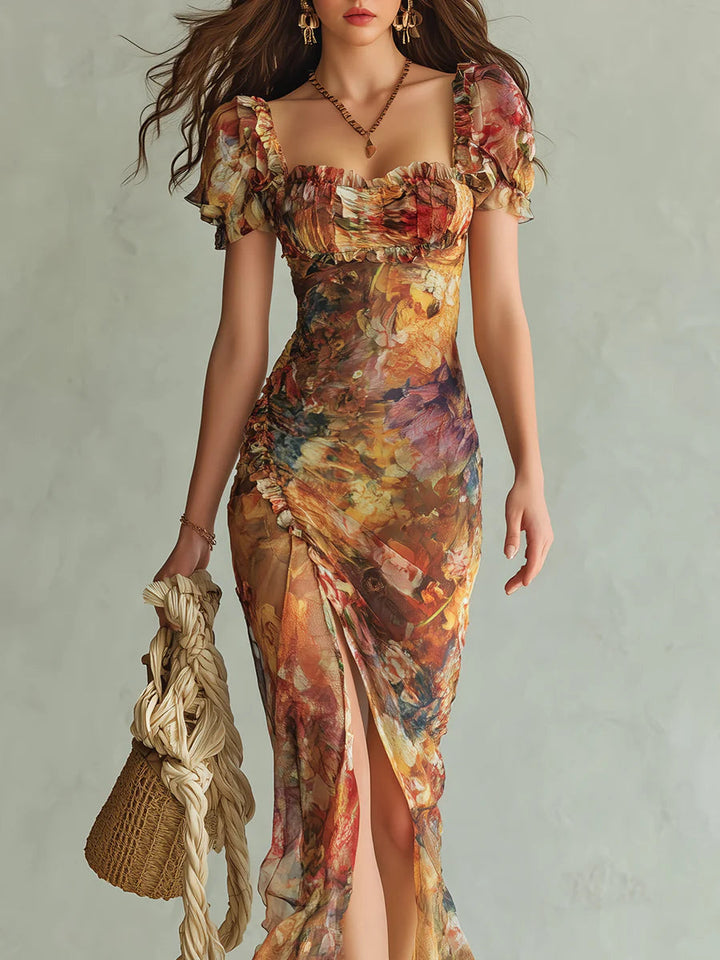 Delia | Robe longue à imprimé graphique