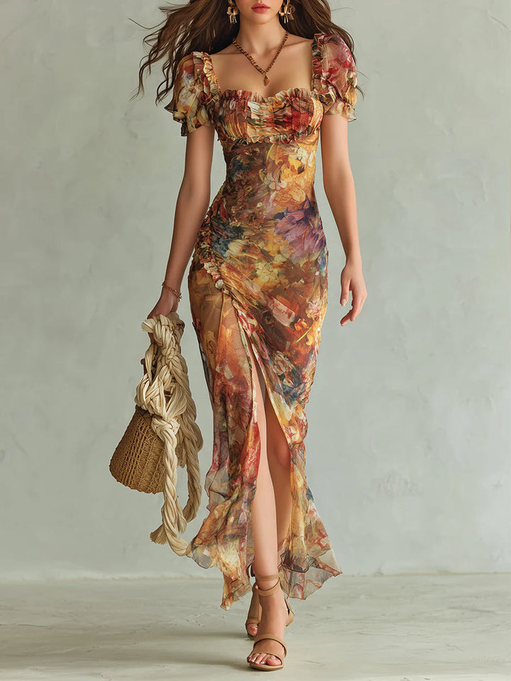 Delia | Robe longue à imprimé graphique