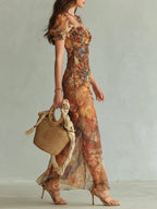 Delia | Long dress with paint print