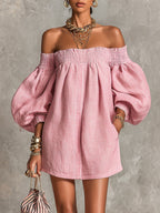 Florentia | Pink puff-sleeve mini dress