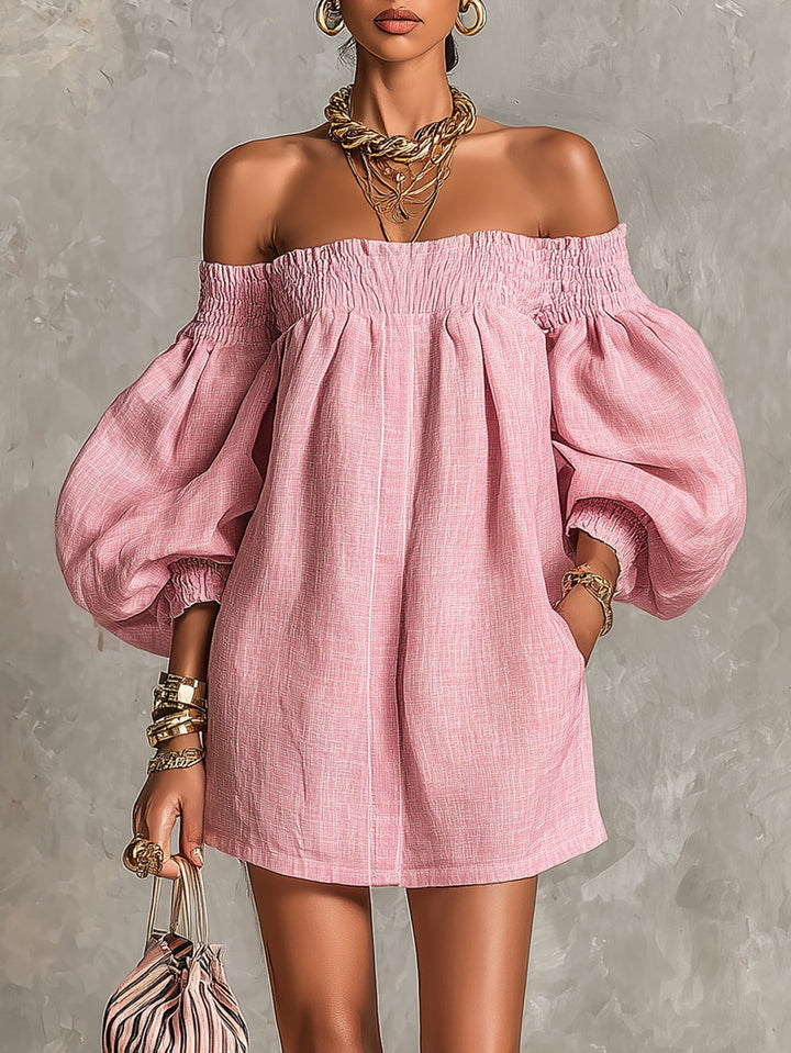 Florentia | Pink Puff Sleeve Mini Dress