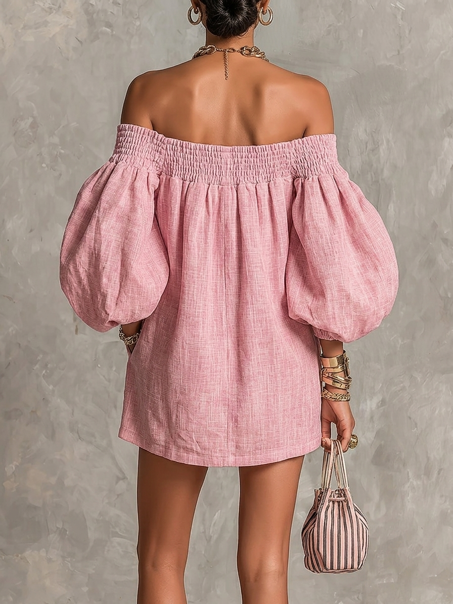 Florentia | Pink Puff Sleeve Mini Dress