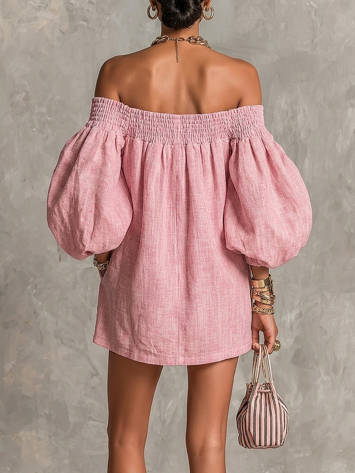 Florentia | Pink Puff Sleeve Mini Dress