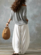Amelia | Off-Shoulder Top & Lantern Pants Set