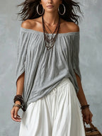 Amelia | Off-Shoulder Top & Lantern Pants Set