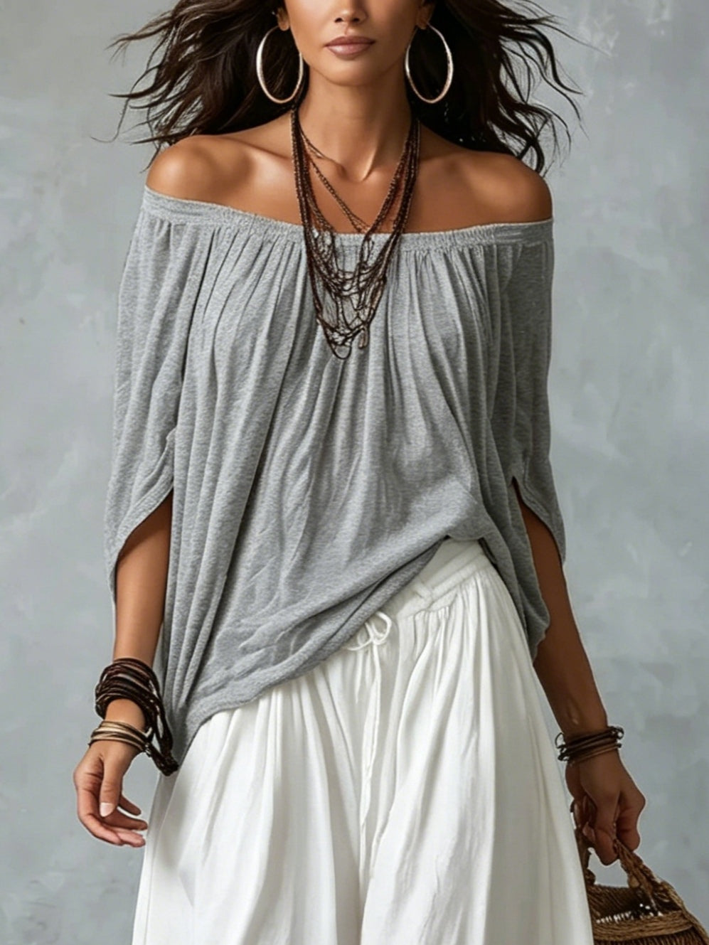 Amelia | Off-Shoulder Top & Lantern Pants Set