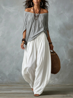 Amelia | Off-Shoulder Top & Lantern Pants Set