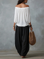 Amelia | Off-Shoulder Top & Lantern Pants Set
