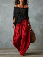 Amelia | Off-Shoulder Top & Lantern Pants Set