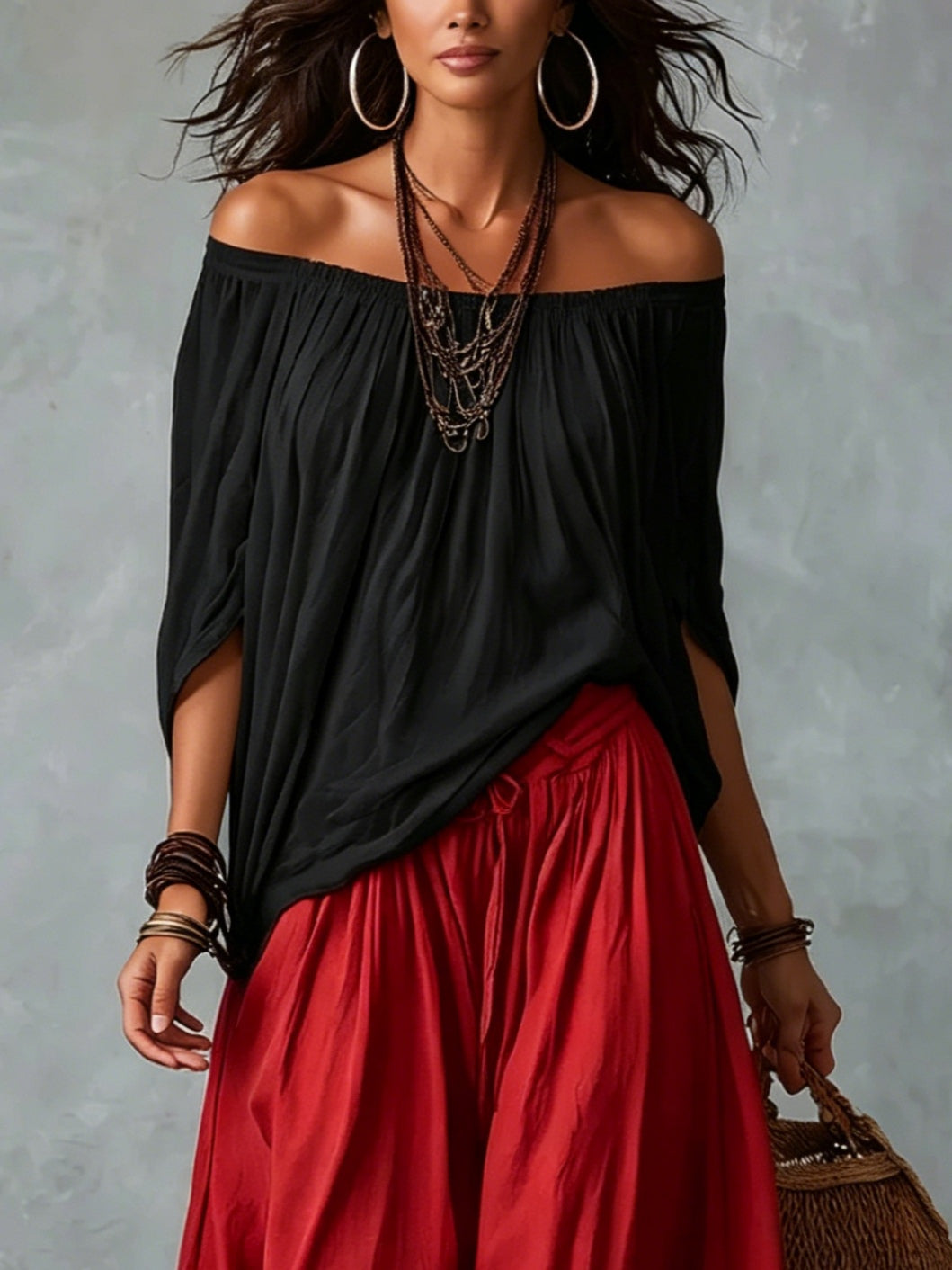 Amelia | Off-Shoulder Top & Lantern Pants Set