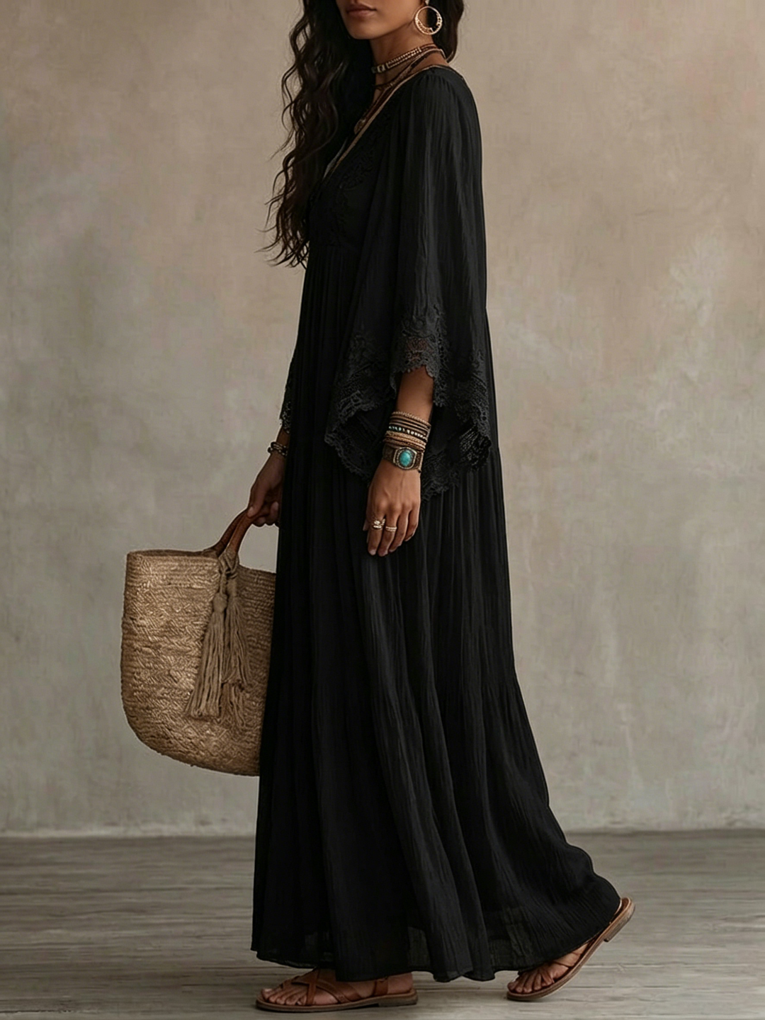 Anie | Batwing Lace Maxi Dress