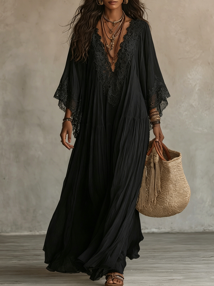Anie | Batwing Lace Maxi Dress