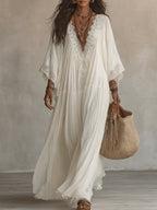 Anie | Long Dress with Batwing Sleeves and Lace