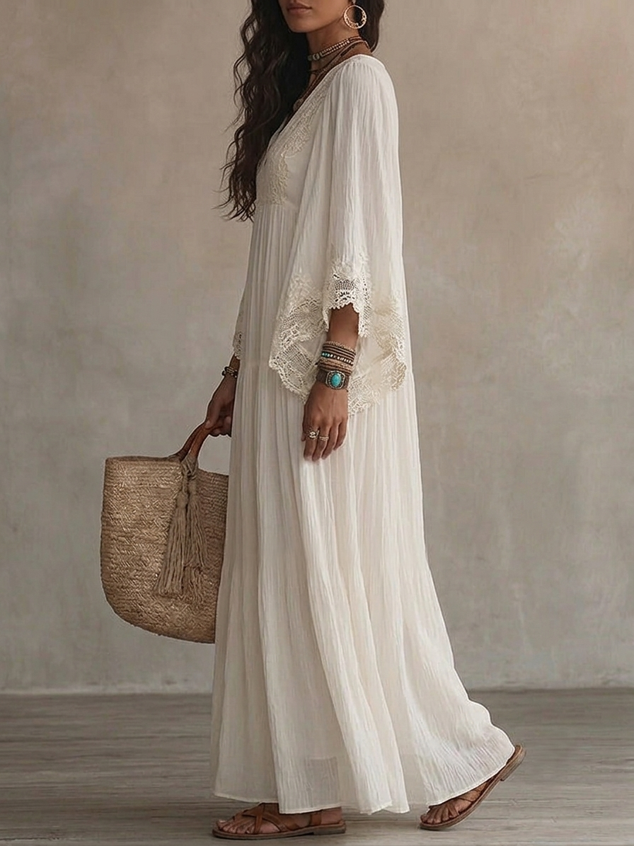 Anie | Batwing Lace Maxi Dress